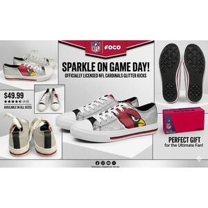 FOCO NFL Arizona‎ Cardinals Women's Size 9 Glitter Low Top Canvas Shoes Sneakers